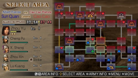 Dynasty Warriors Vol 2 map screen
